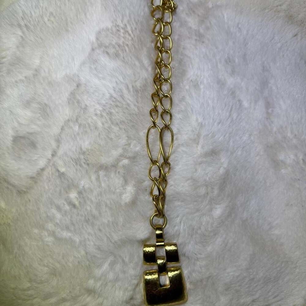 Brighton Versailles Gold Chain Necklace — Hammered Square Statement Pendant